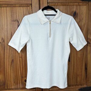 Isaac Mizrahi Live! Essentials Women's XXS Pima Cotton 1/4 Zip Polo Top